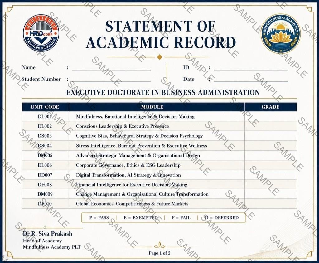 EDBA Sample Transcript